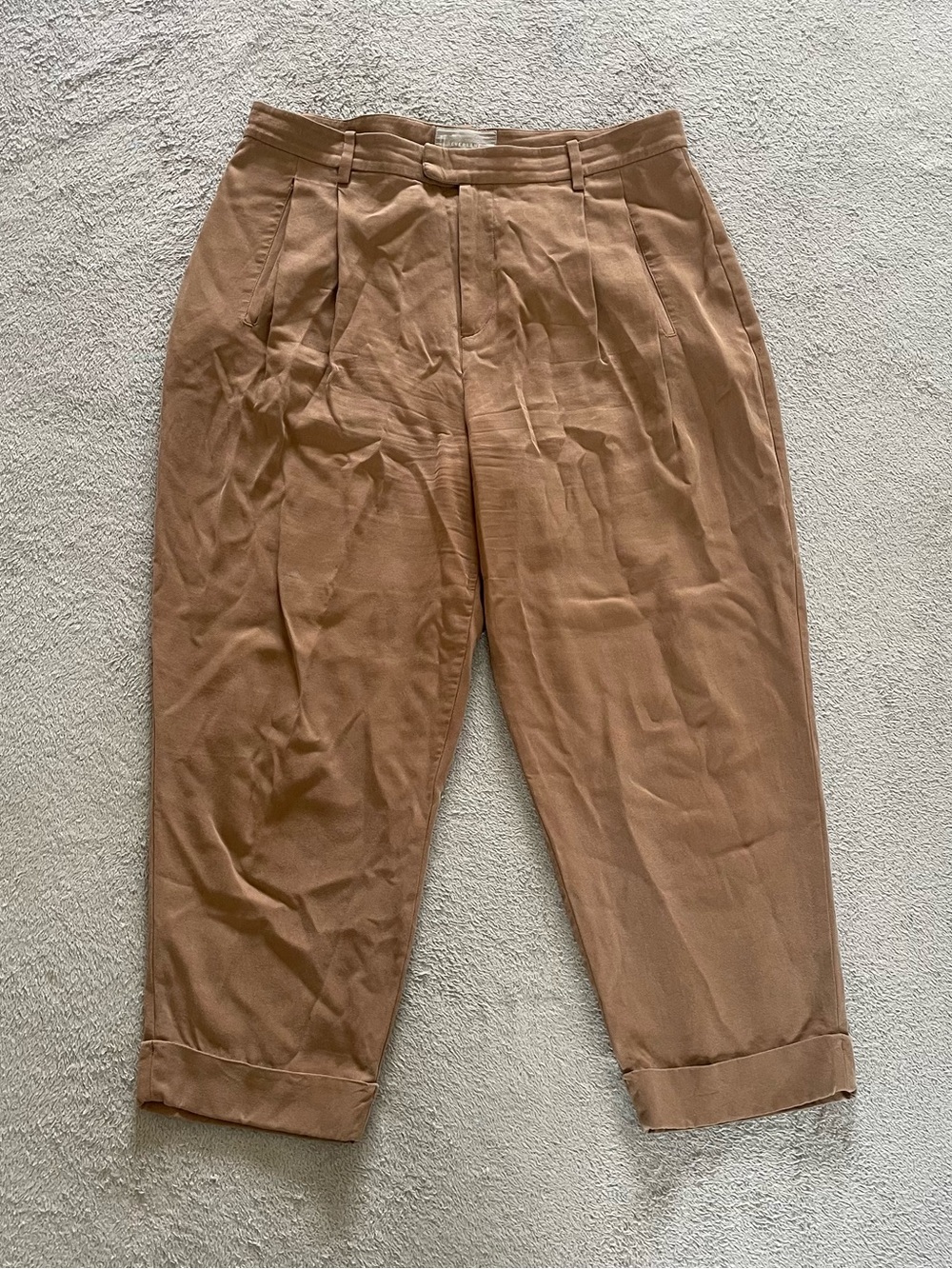 Everlane Buttersoft Lyocell Pleated Tapered Trousers Size 12 Old Money Classic